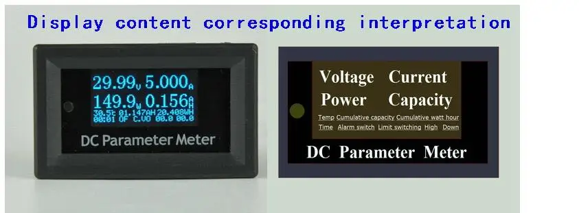 OLED 12 в 1 DC 500 В 10A шунтирующий измеритель мощности Электрический параметр