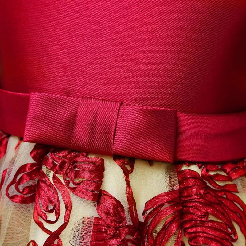 

U-SWEAR 2020 New Arrival Kid Flower Girl Dresses Ribbon Appliqued Flora Lace Chiffon High Down Girls Pageant Dresses Vestidos