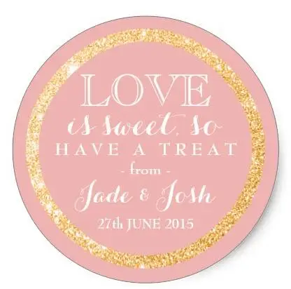 

1.5inch Gold Glitter on ANY COLOR Wedding Favor Label Classic Round Sticker