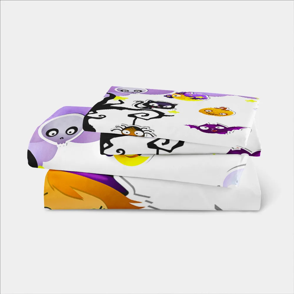 

Cute Cartoon Bedding Set for Kids Halloween Duvet Cover Set Grim Reaper Pumpkin Printed Bedding Cover Soft Bedclothes Pillowcase