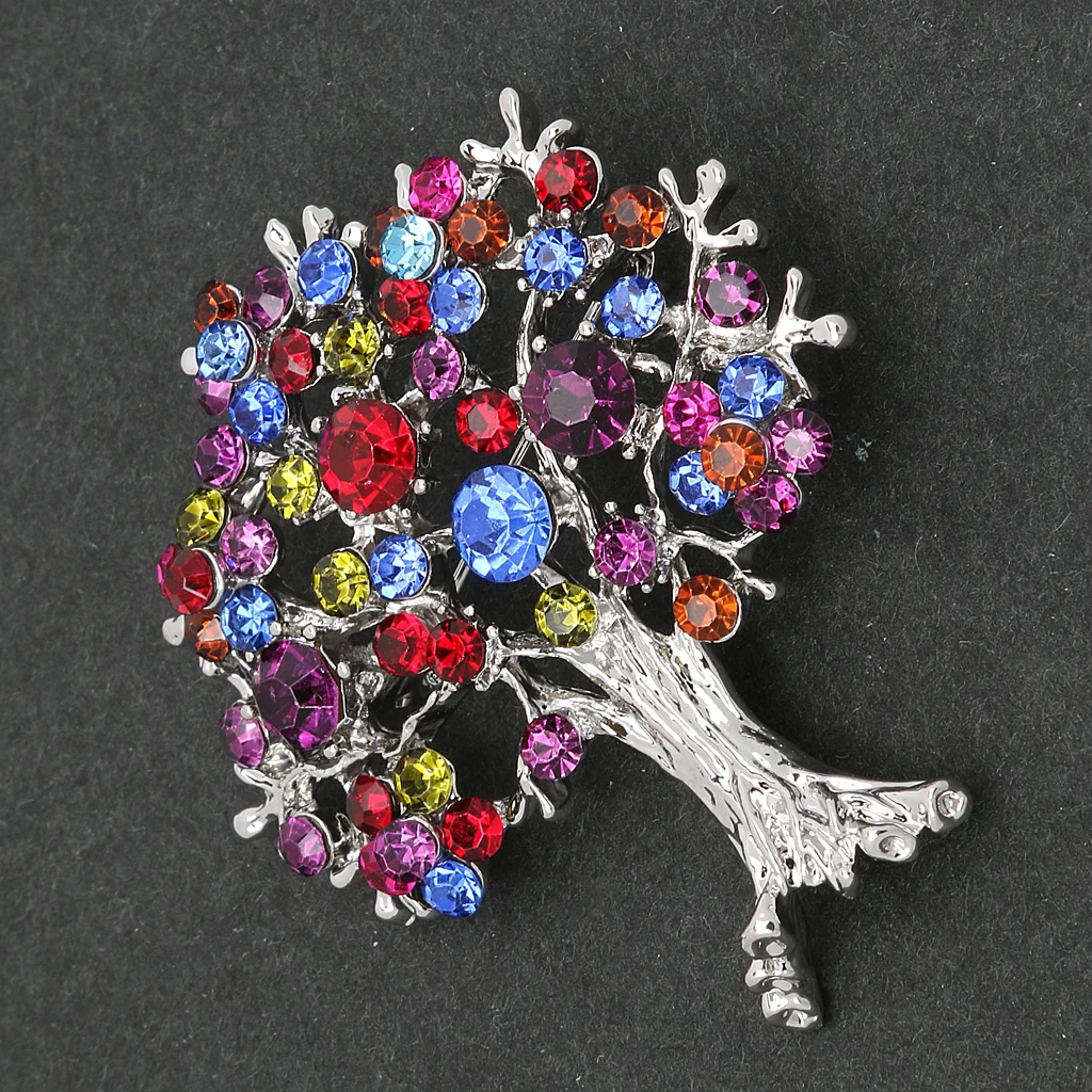 Роскошные Женские Потрясающие Красочные Стразы Древо жизни брошь булавки|brooch