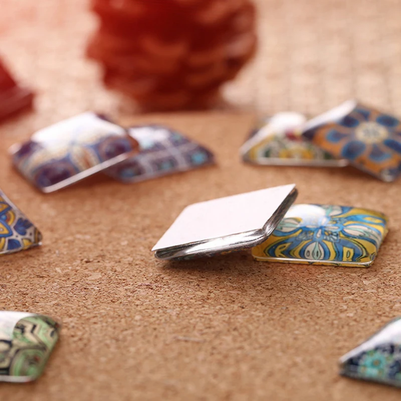 10/15/20/25MM Fashion Popular Flower Pattern Square Handmade Photo Glass Cabochons & Glass Dome Cover Pendant Cameo Settings