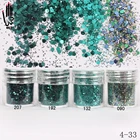 1 баночкакоробка для нейл-арта 10 мл 4 темно-зеленые смешанные цвета для ногтей Блестящий порошок пудра с пайетками для геля для украшения ногтей 300 цветов 4-33