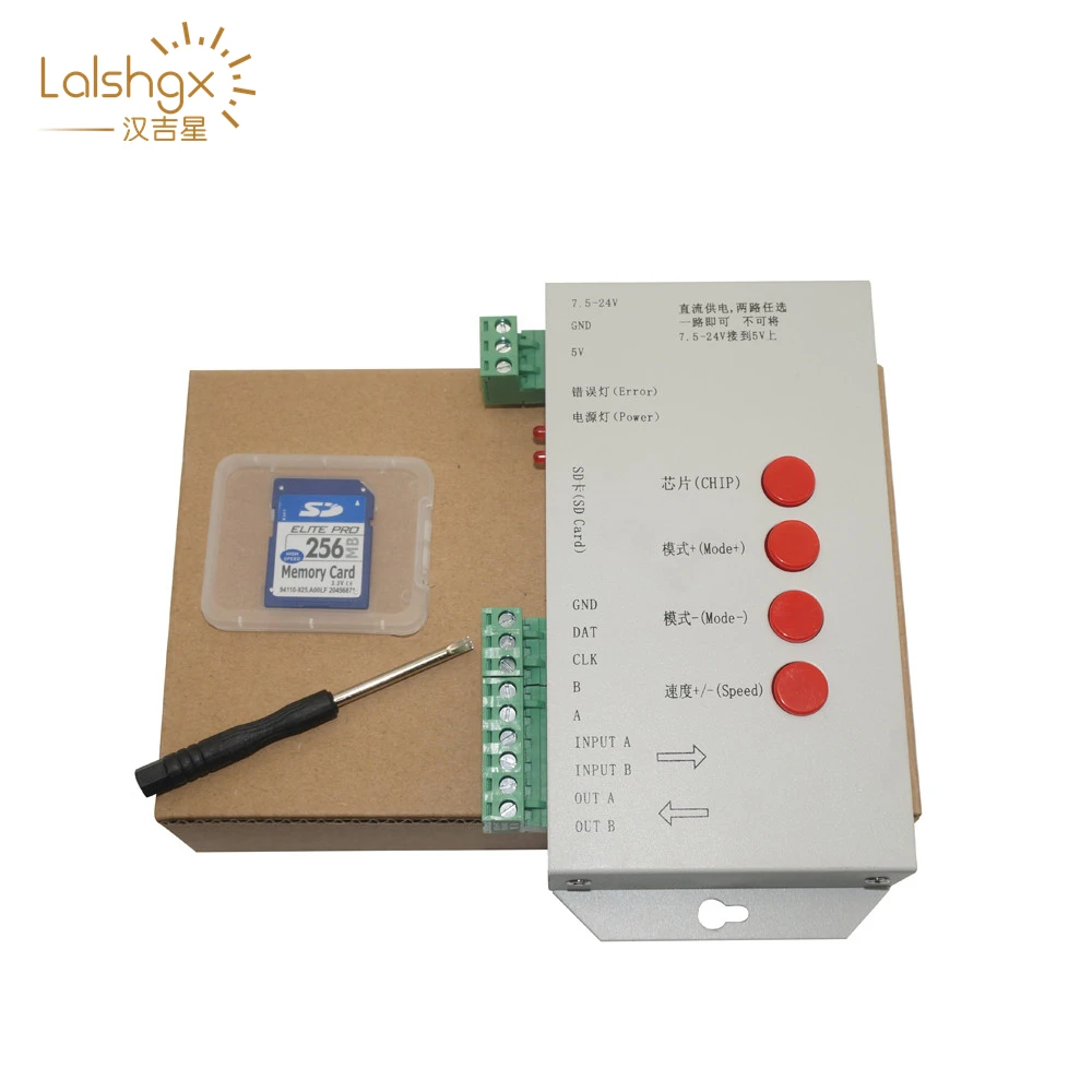 T1000S SD карты WS2801 WS2811 WS2812B LPD6803 светодиодный 2048 Пиксели контроллер DC5~ 24V T-1000S RGB пульт дистанционного управления