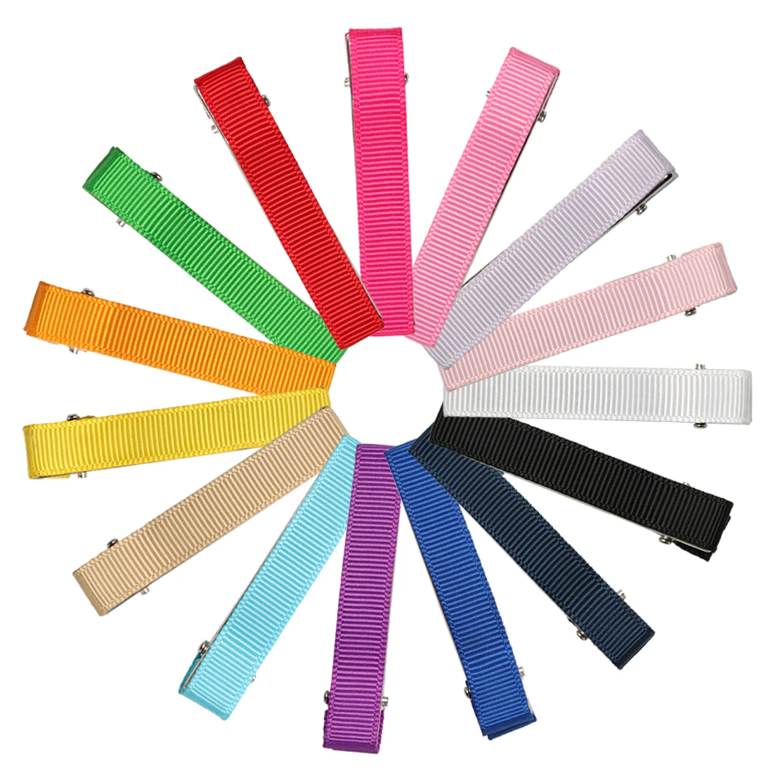 Solid Grosgrain Ribbon Cover Double Prong Metal Alligator Curl Hair Clips for Extensions | Детская одежда и обувь