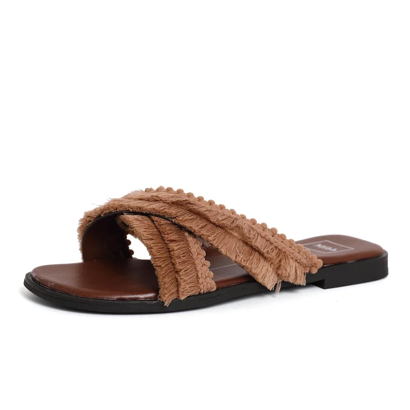 Женская обувь сезон лето Лидер продаж нейлоновые шлепанцы на плоской подошве с