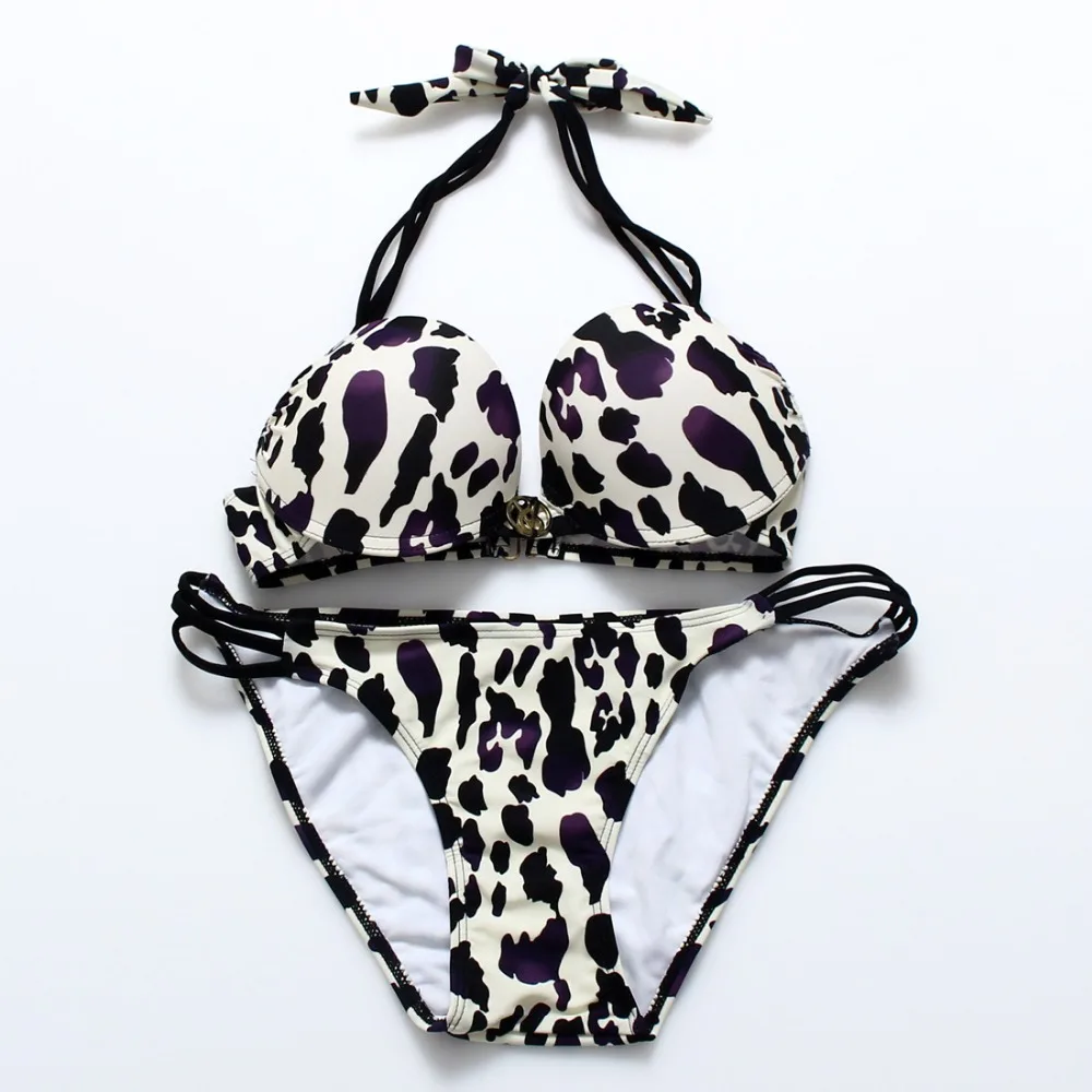 Бикини 2107 Multi-Цвет Сталь кольцо Собрать печати Купальник бикини Leopard Леди Горячая
