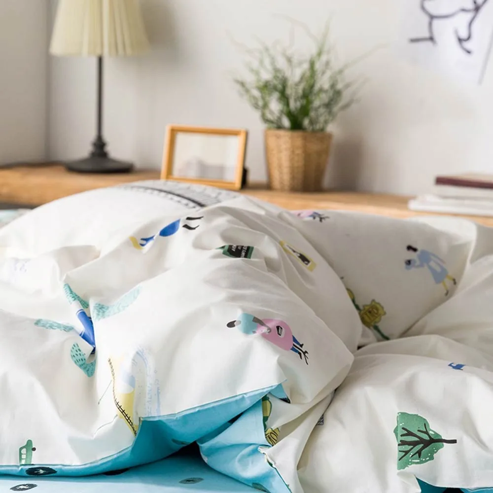 Постельное белье из мягкого хлопка бежевого и скандинавского цвета с рисунком 3/4