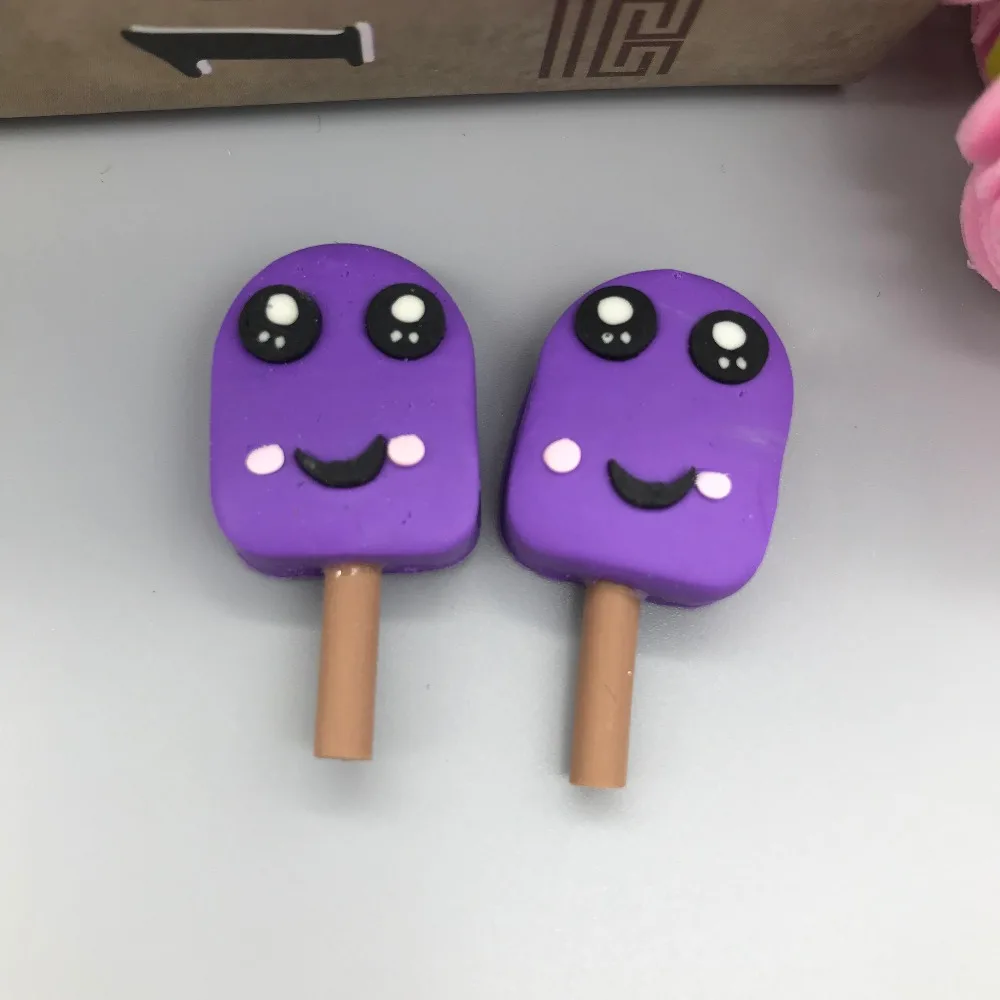 

10pcs/lot .So cute Polymer clay ice-cream stick for phone shell and Micro landscape decoration,DIY.(17*35mm)