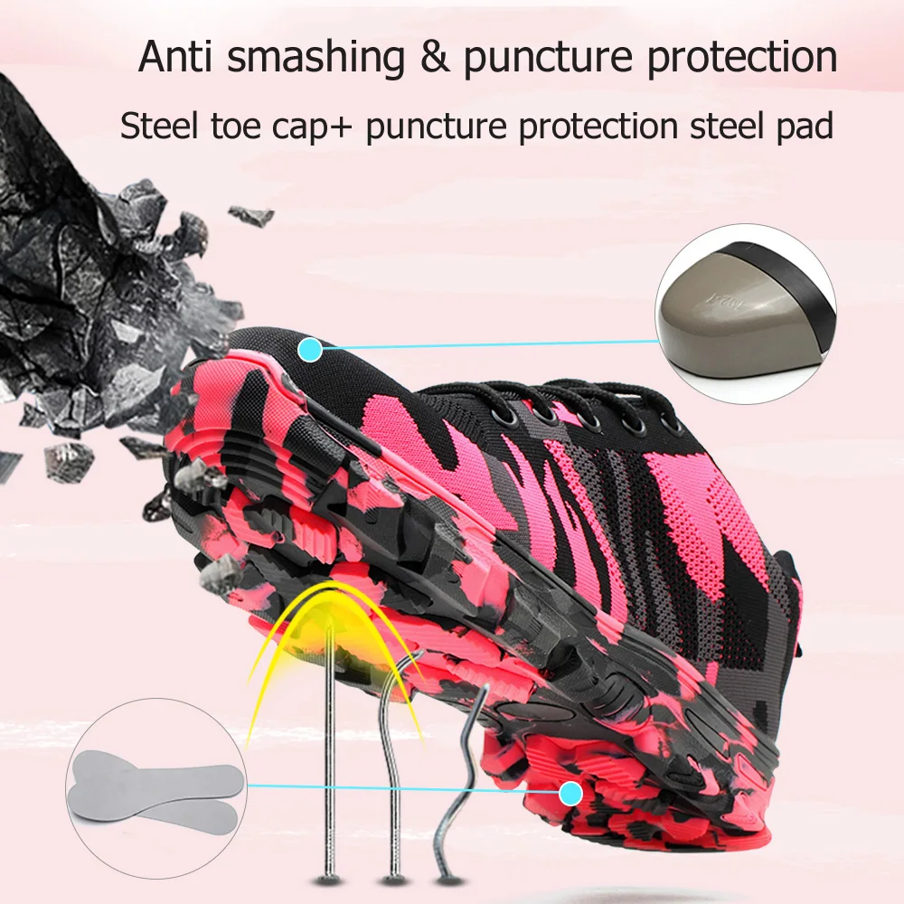 Рабочие ботинки строящиеся мужские уличные со стальным носком и камуфляжные