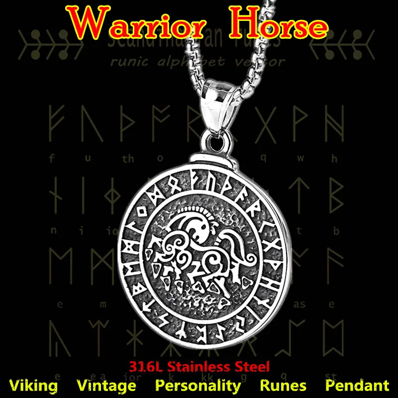 Viking Warrior Horse винтажная подвеска Pegasus Amulet ожерелье скандинавские ожерелья из
