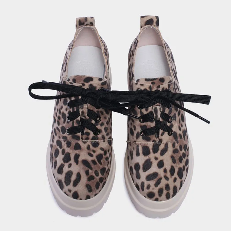 New leopard genuine leather women martens lace up platform flat ankle boots | Обувь