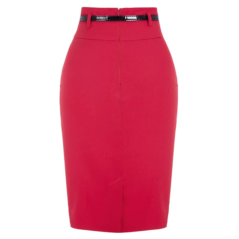 Высокая Талия Женщины Юбка Карандаш Faldas 2016 Мода ПР Slim Fit Bodycon Бизнес Износ Ремня