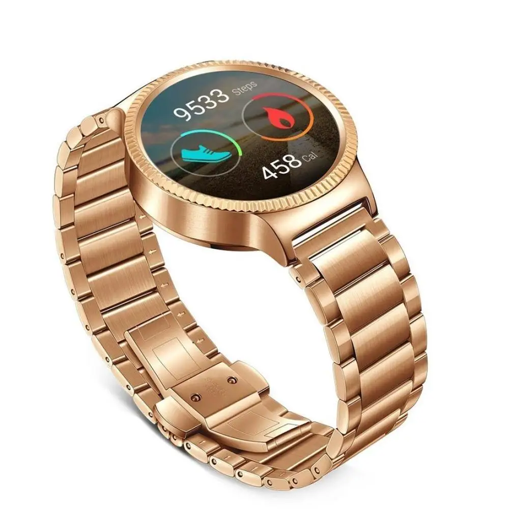 rose gold Новинка, высокое качество, Бабочка, пряжка, нержавеющая сталь, ремешок для часов HUAWEI 1, Смарт-часы, ремешок, сменный металлический браслет - Цвет ремешка: rose gold