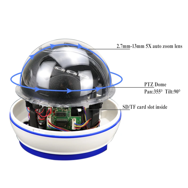 Camhi 2.0MP беспроводной WIFI высокой четкости аудио зум объектив 1080P Веб камера PTZ