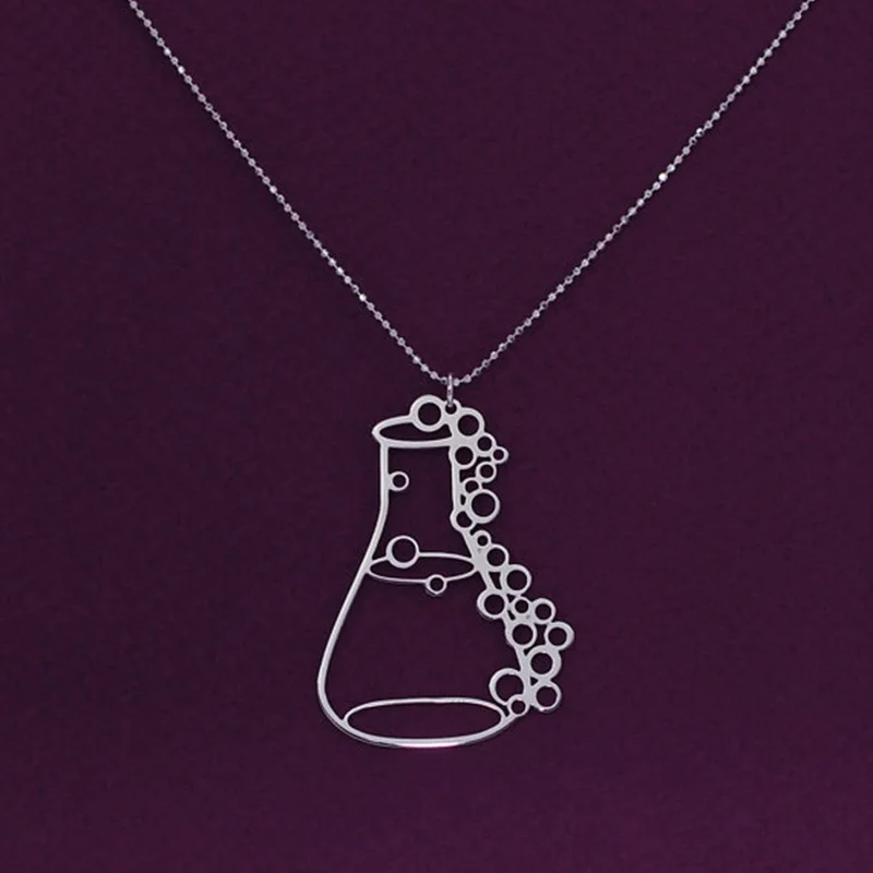 Erlenmeyer ожерельлье колба бутылка для зелья химическая лаборатория подарок на