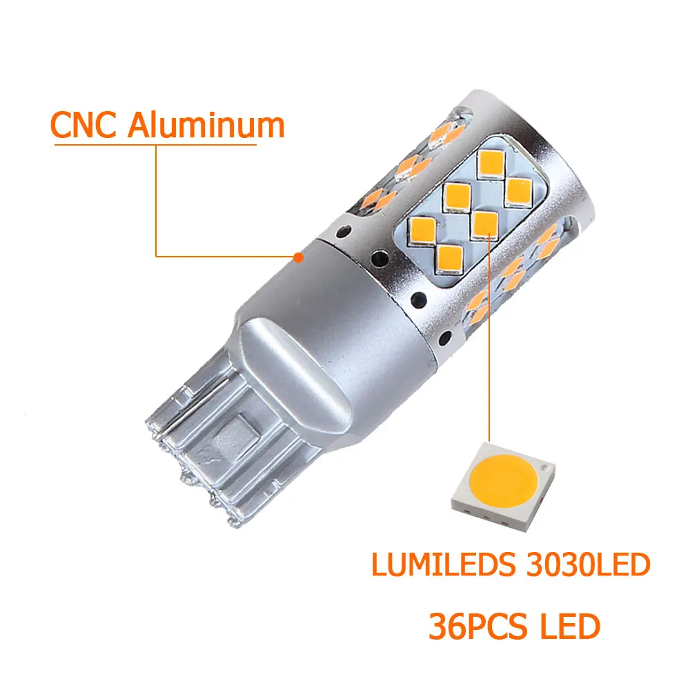 2x BOSMAA T20 7440 W21W 7443 W21/5W 36 SMD Светодиодная CAN шина без ошибок для автомобильного