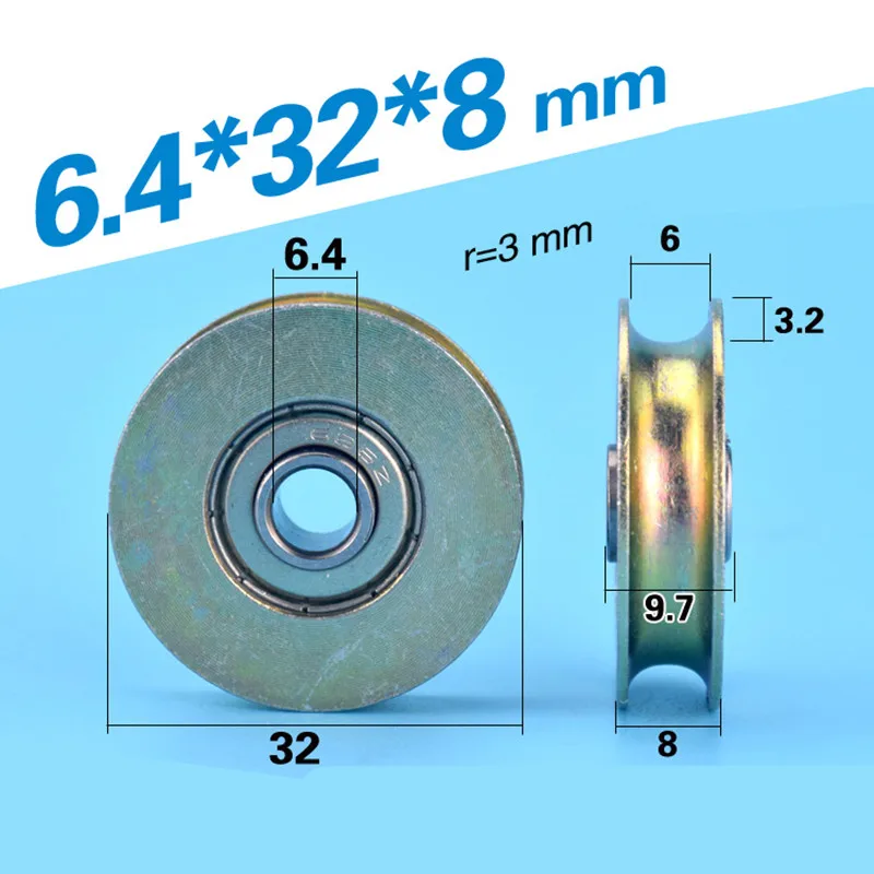 

[U0632-8]10PCS high quality U groove type sliding window door roller wheel aluminium rolling tracking pulley 0632UU 6*32*8MM