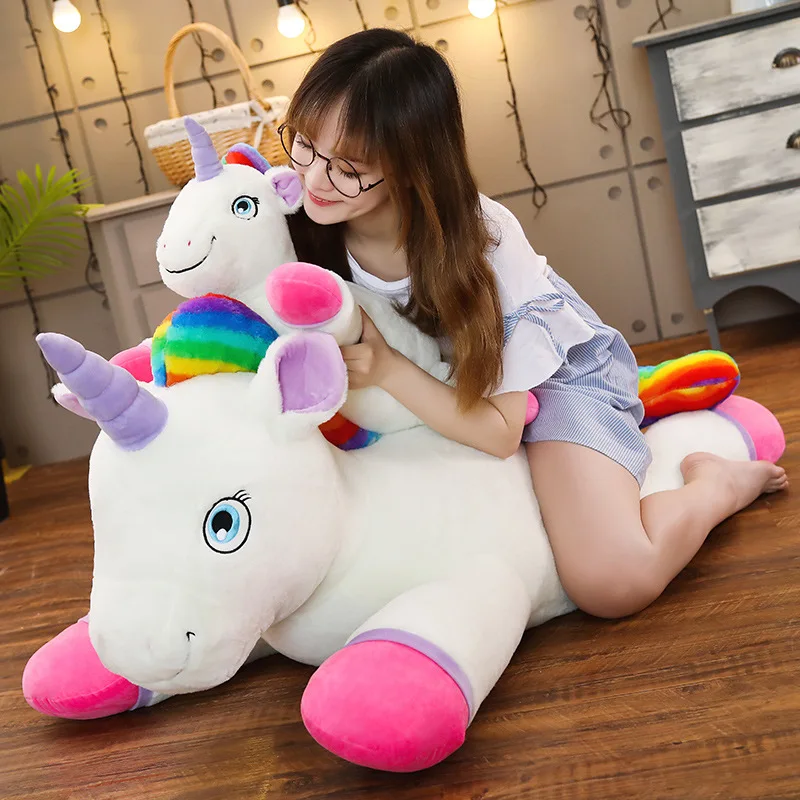 40-100cm Giant Size Rainbow Unicorn Plush Toy Soft Stuffed Cartoon Unicornio Dolls Animal Horse Christmas Gift for Drop Shiping | Игрушки и