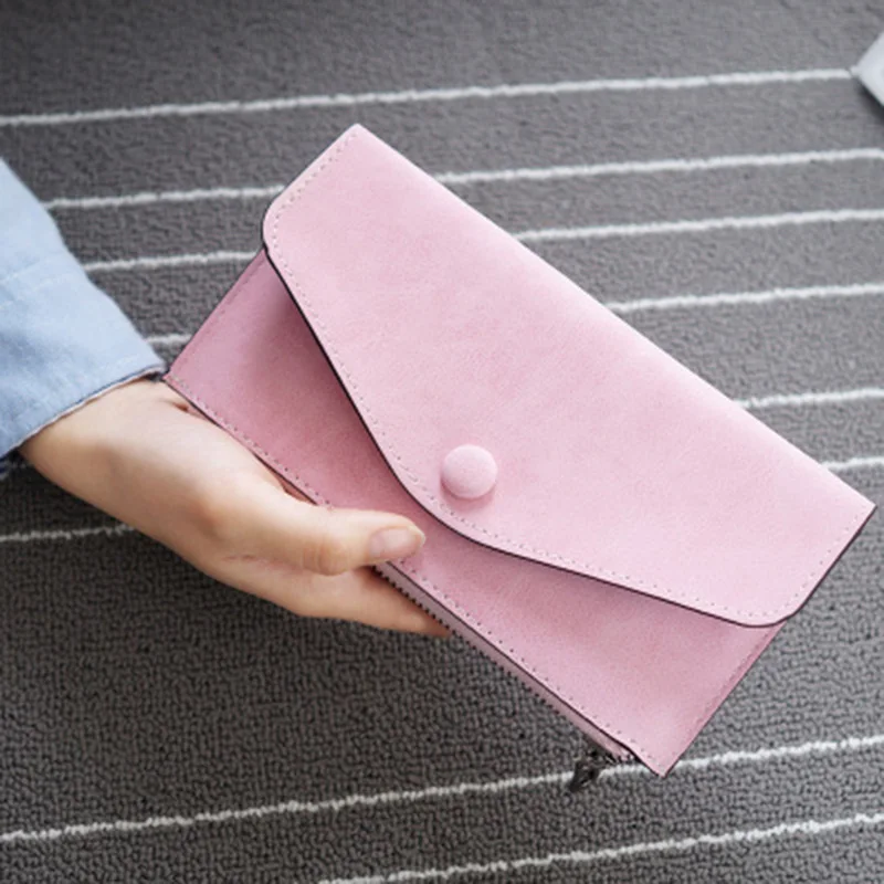 pink Лидер продаж, модные вместительные женские кошельки для девушек, повседневный длинный клатч на молнии, Женский кошелек для телефона, держатель для кредитных карт, кожаный кошелек - Цвет: pink