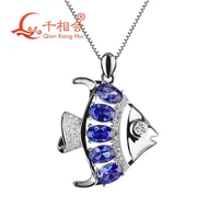 lovely fish shape cubic zirconia pendant necklace personality 925 sterling silver pendant