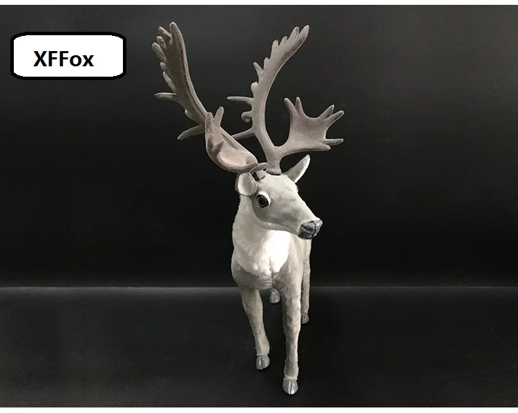 big simulation reindeer model plastic&furs gray deer doll home decoration gift about 54x12x45cm xf0430