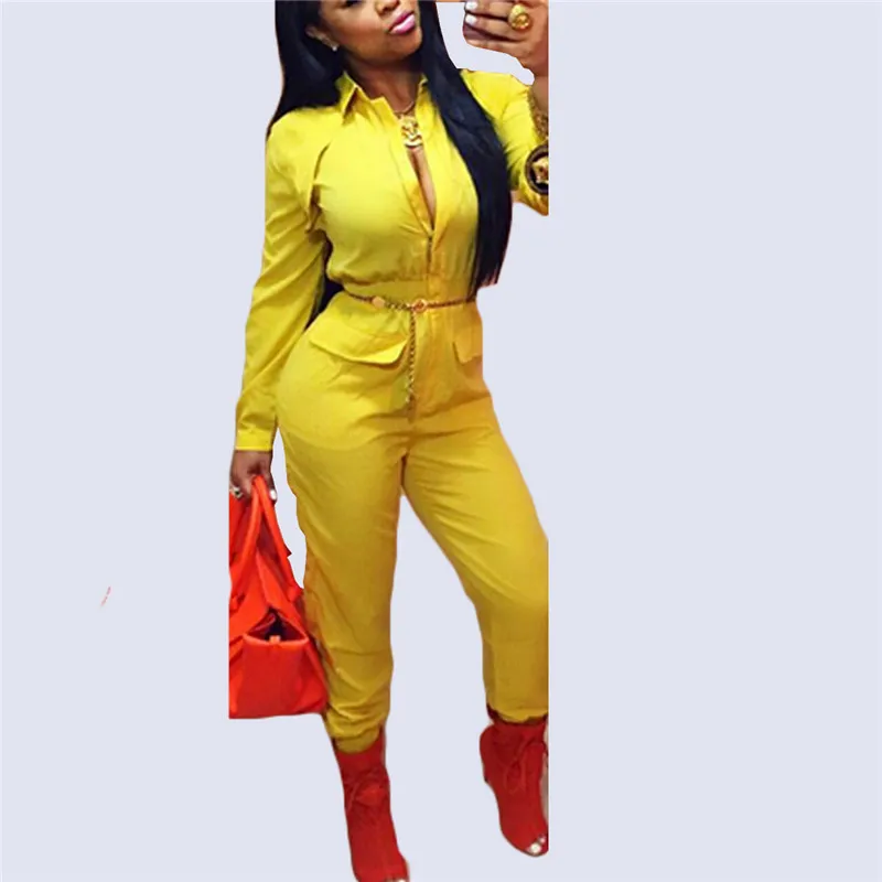 Женский комбинезон с V-образным вырезом длинным рукавом и | Женская одежда