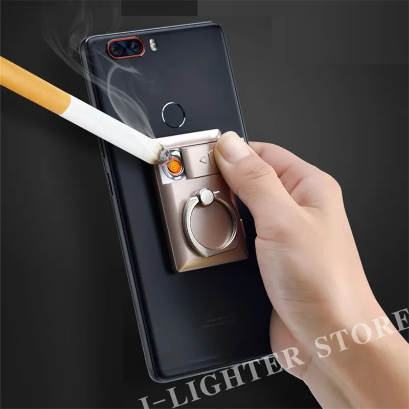 JIJU портативный кольцевой Кронштейн для мобильного телефона электронная USB Зажигалка Ветрозащитная перезаряжаемая многофункциональная Зажигалка для JL-753