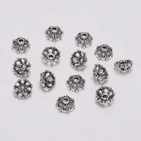 100pcslot 8mm 7 petals bead caps antique hollow flower loose sparer apart end bead caps for diy jewelry making findings