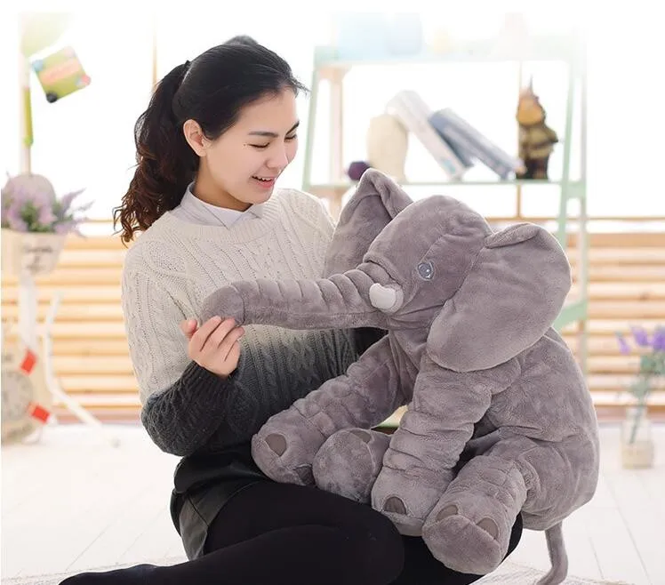 Серый слон высотой 60 см плюшевая игрушка детская подушка для спины сна милый