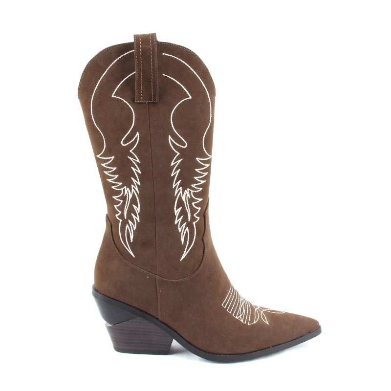 2019 New Fashion Embossed Women Boots Unusual Thick Wedges Footwear Western Female Cowboy Woman Autumn Winter | Обувь