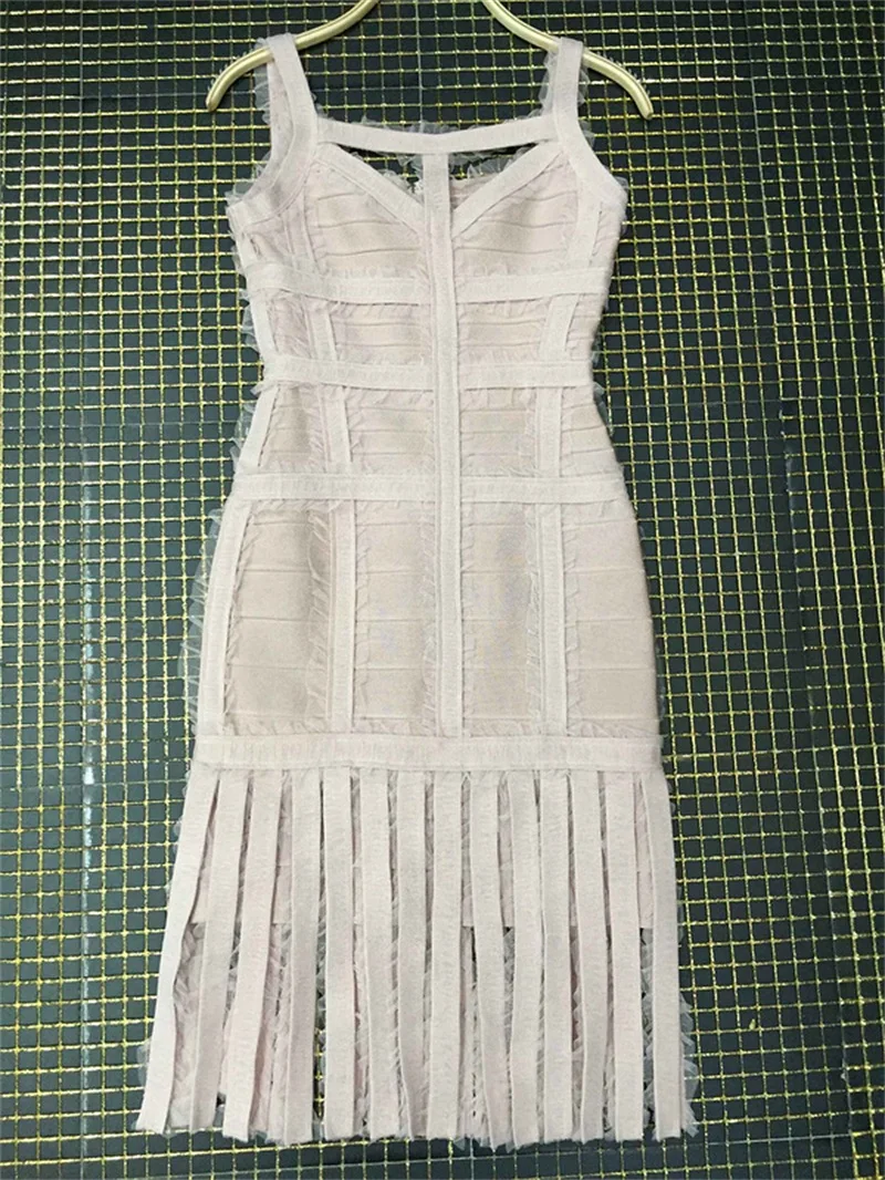 2018 Одежда высшего качества район Сексуальная Спагетти ремень новый Cut Out Fringe низ