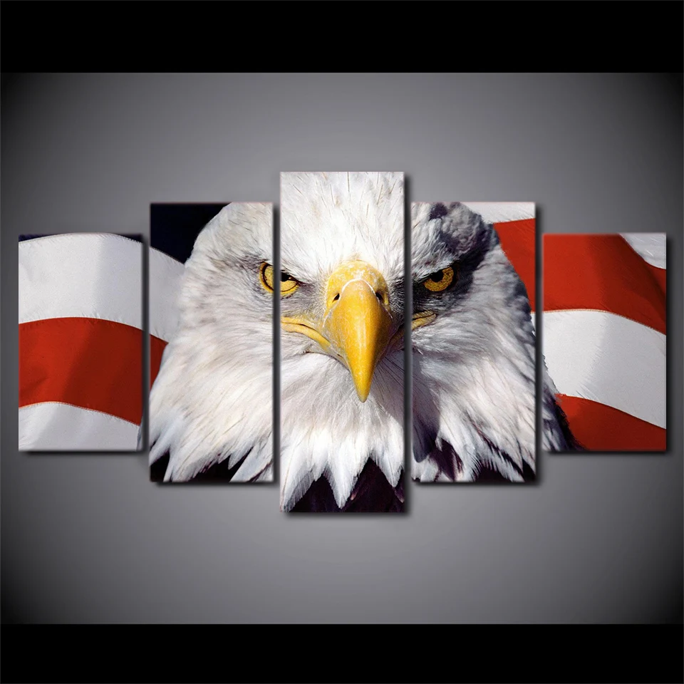 Новинка 5 шт. холст художественные картины флаг орла сша панели плакаты украшения
