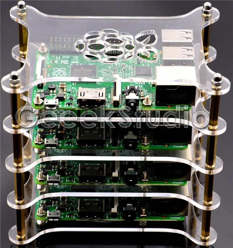 Чехол для Raspberry Pi 2 / 3 Model B четыре слоя акрилового корпуса|layer| |