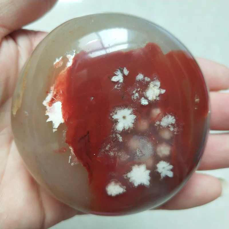 1 шт. натуральный камень вишня с кристаллами цветущего агата Сардоникс Агат