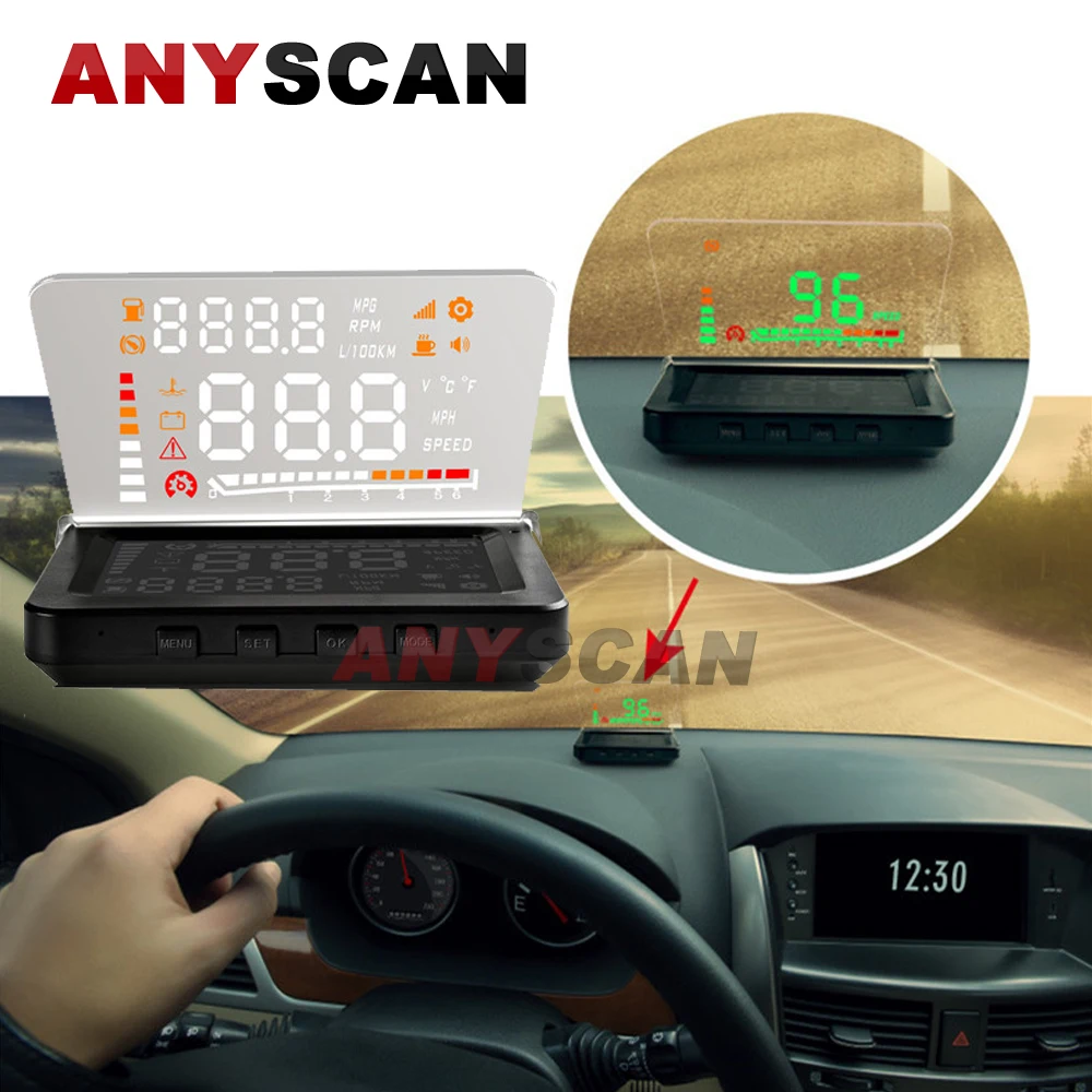 E260 4 дюймов автомобилей HUD Head Up Дисплей OBD II Двигатели для автомобиля сигнал