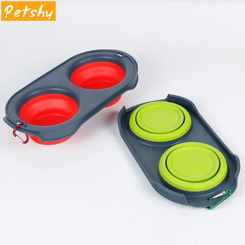 Petshy Складная для домашней собаки двойные чаши силиконовые на открытом воздухе