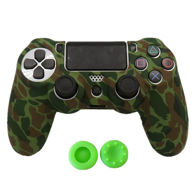 Army green Многоцветный Стильный силиконовый защитный чехол для джойстика чехол+ 2 джойстика крышка для PS 4 PS4 Slim PRO Аксессуары для контроллера - Цвет: Army green