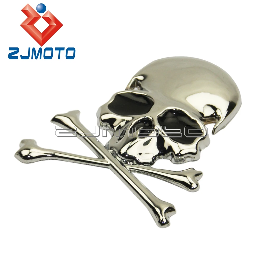 Хромированная Металлическая 3d наклейка в виде черепа для автомобиля багажника