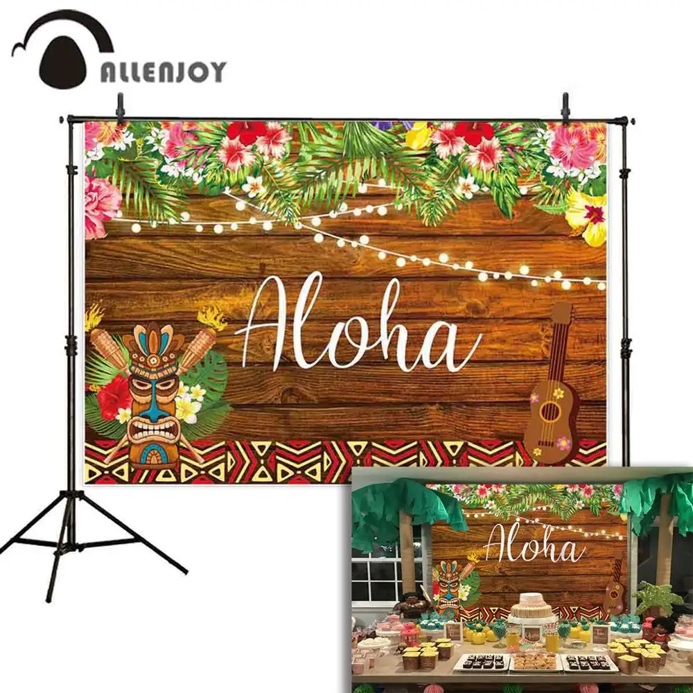 Allenjoy photography background brown wood violin aloha flowers plants photographic backdrop photo studio photocall photophone |