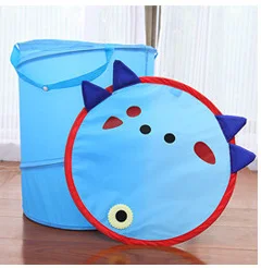 Blue fish Новинка! Мультфильм цилиндрической формы грязная корзина для одежды с крышкой, складная корзина для хранения корзина для белья корзина для игрушек, много цветов - Цвет: Blue fish