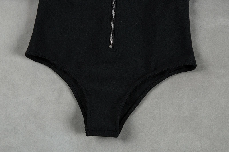 

Bqueen Fashion Solid Zipper Bodycon Women Jumpsuits Full Sleeve Women Romper Sexy Hollow Out O Neck Women Bandage Bodysuits 2019