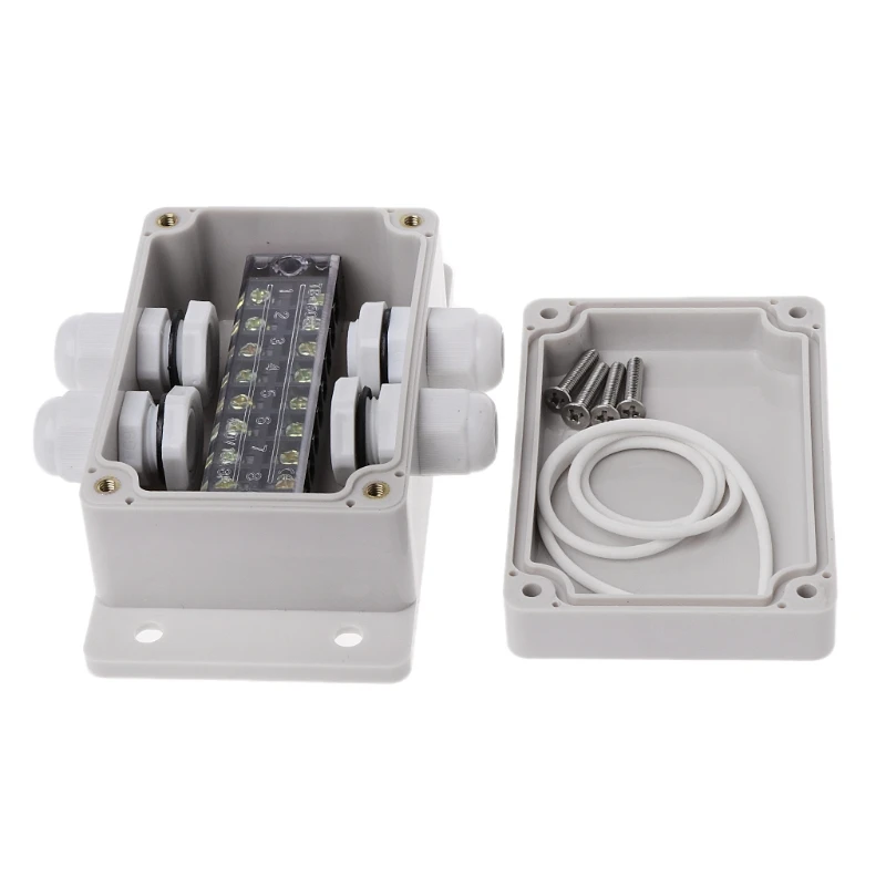 1 Inlet 2 Outlet ABS водонепроницаемые распределительные коробки наружное распределительное соединение внутренний короб для мониторинга Электрический забор чехол с кабельными сальниками - Цвет: 1 Inlet 2 Outlet