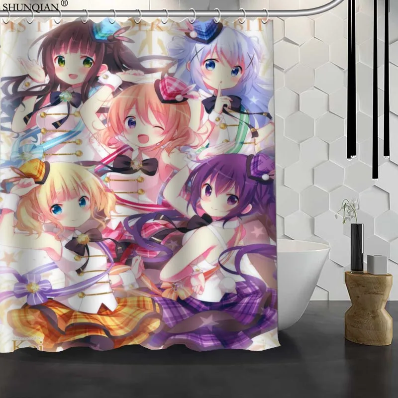 Новый Gochuumon wa Usagi Desu ka пользовательские занавески для душа водонепроницаемая