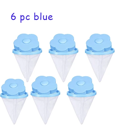 6 Blue Волшебная машина для ловли шерсти питомца, плавающая в виде цветка, сумка-сетка для шерсти питомца, ловушка для волос для стиральной машины - Цвет: 6 Blue
