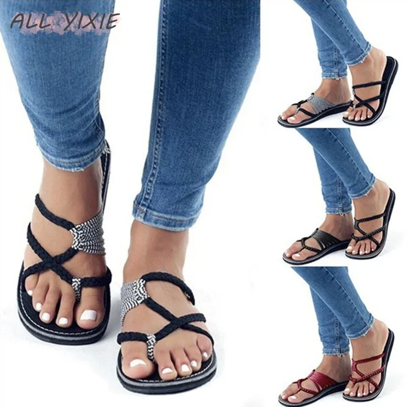 ALL YIXIE New Fashion Summer Flip Flops Women Slippers Leisure Female Ladies Beach Outdoor Casual Leather Flats | Обувь