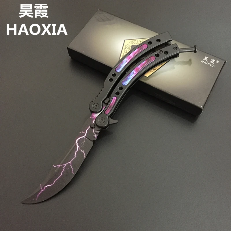 HAOXIA бабочка в ноже CS GO Karambit нож практика складной тренажер игра тупое лезвие без