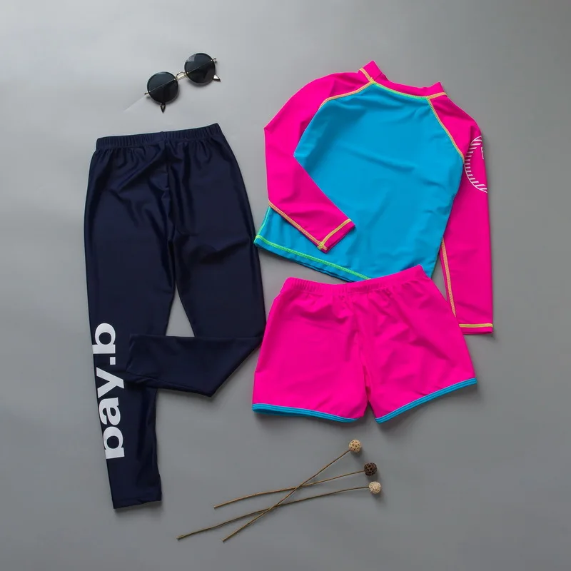 Купальный костюм для девочек 3 шт. рашгарды + шорты штаны купальный 10 лет