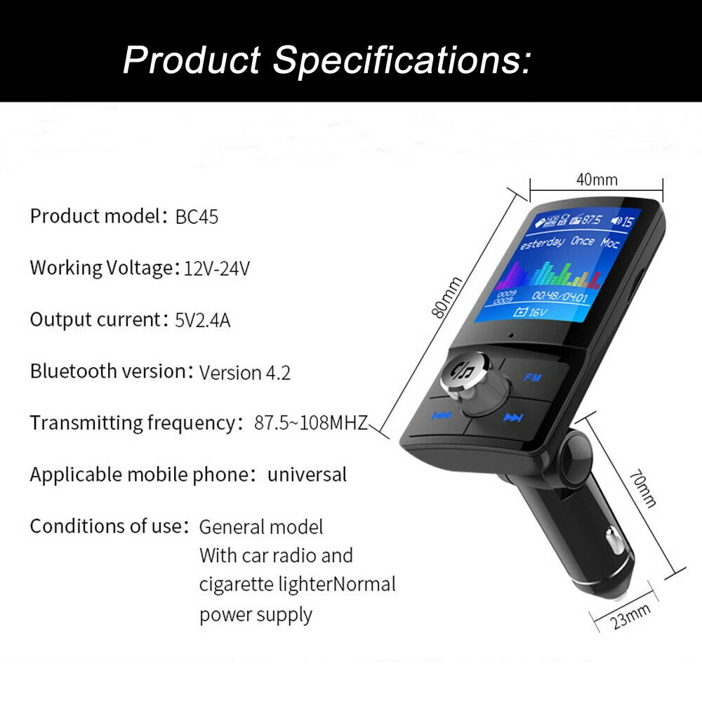 Комплект автомобильного зарядного устройства Bluetooth FM передатчик модулятор