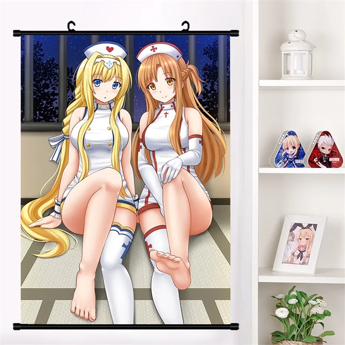 Аниме меч искусство онлайн Юки костюм Asuna для косплея(костюмированных игр) настенные свитки Фреска плакат Настенные подвесные плакаты украшения дома Свиток Плакат - Цвет: A